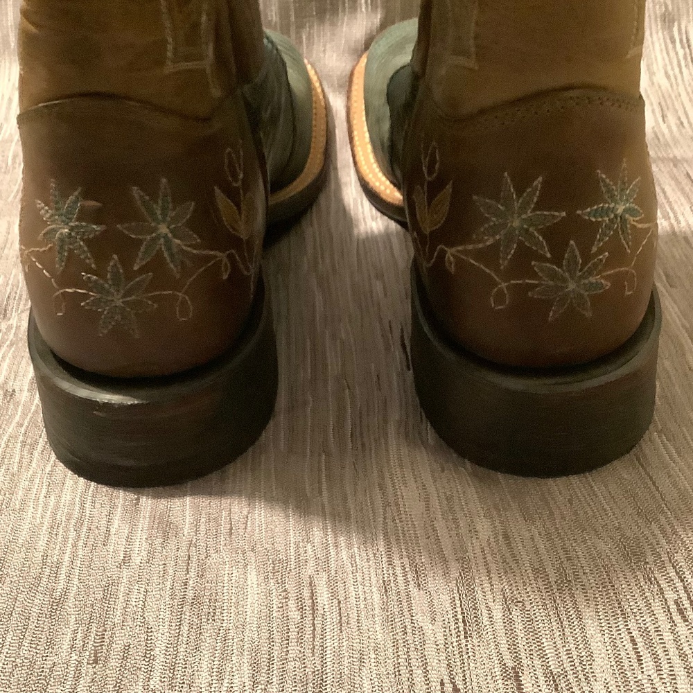 tony lama womens reptile square toe leather sole boots Sz 9B western cowgirl - Picture 9 of 11